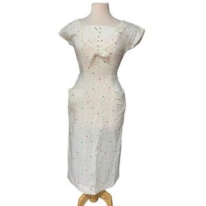 Vintage 1950’s homemade polka dot wiggle dress with pockets size xs
